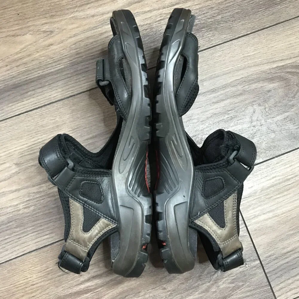 Ecco YUCATAN Sandals Mens Size 11/11.5 EU 45 Leather Outdoor Hiking Casual Black